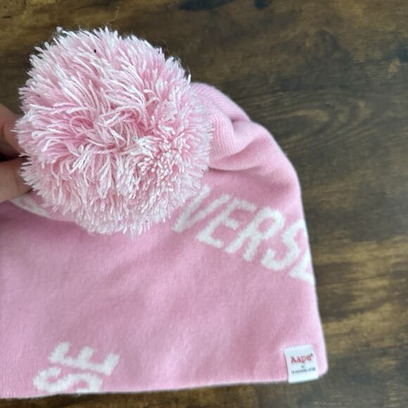 AAPE by A Bathing Ape Pink Pom Beanie “Somewhere in the Aape Universe” Knit Hat main image 12